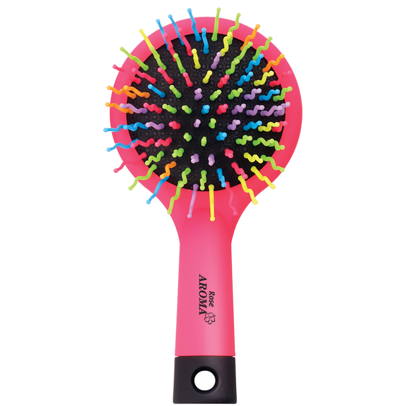 فرشة شعر صغيرة برؤوس متعرجة ومراية