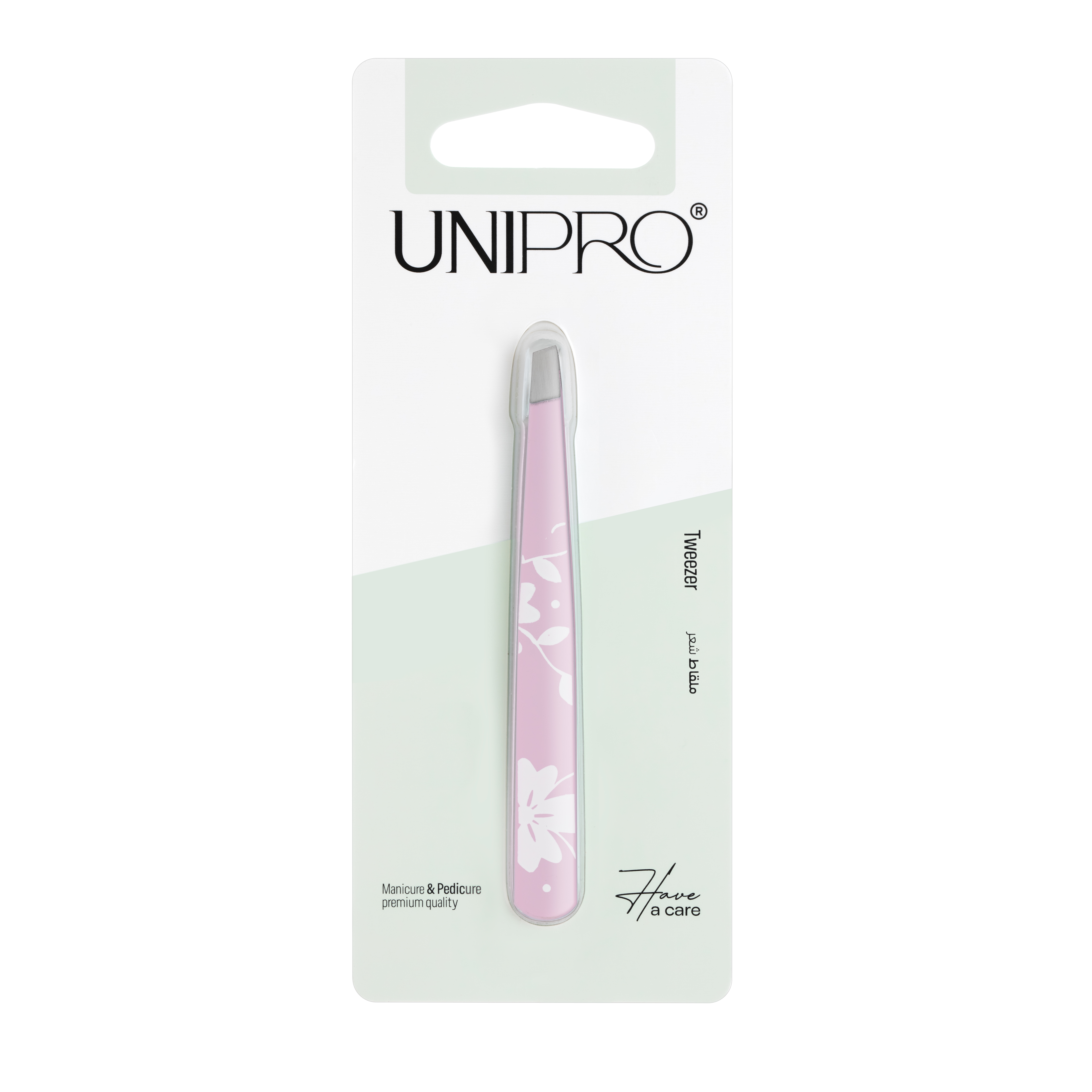 ملقاط بزخارف ملونة وبرأس مائل