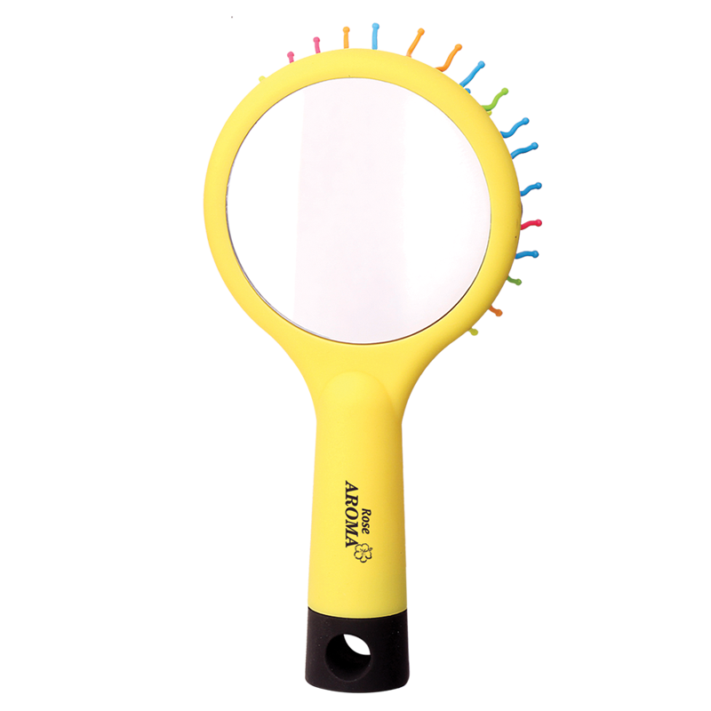 فرشة شعر صغيرة برؤوس متعرجة ومراية