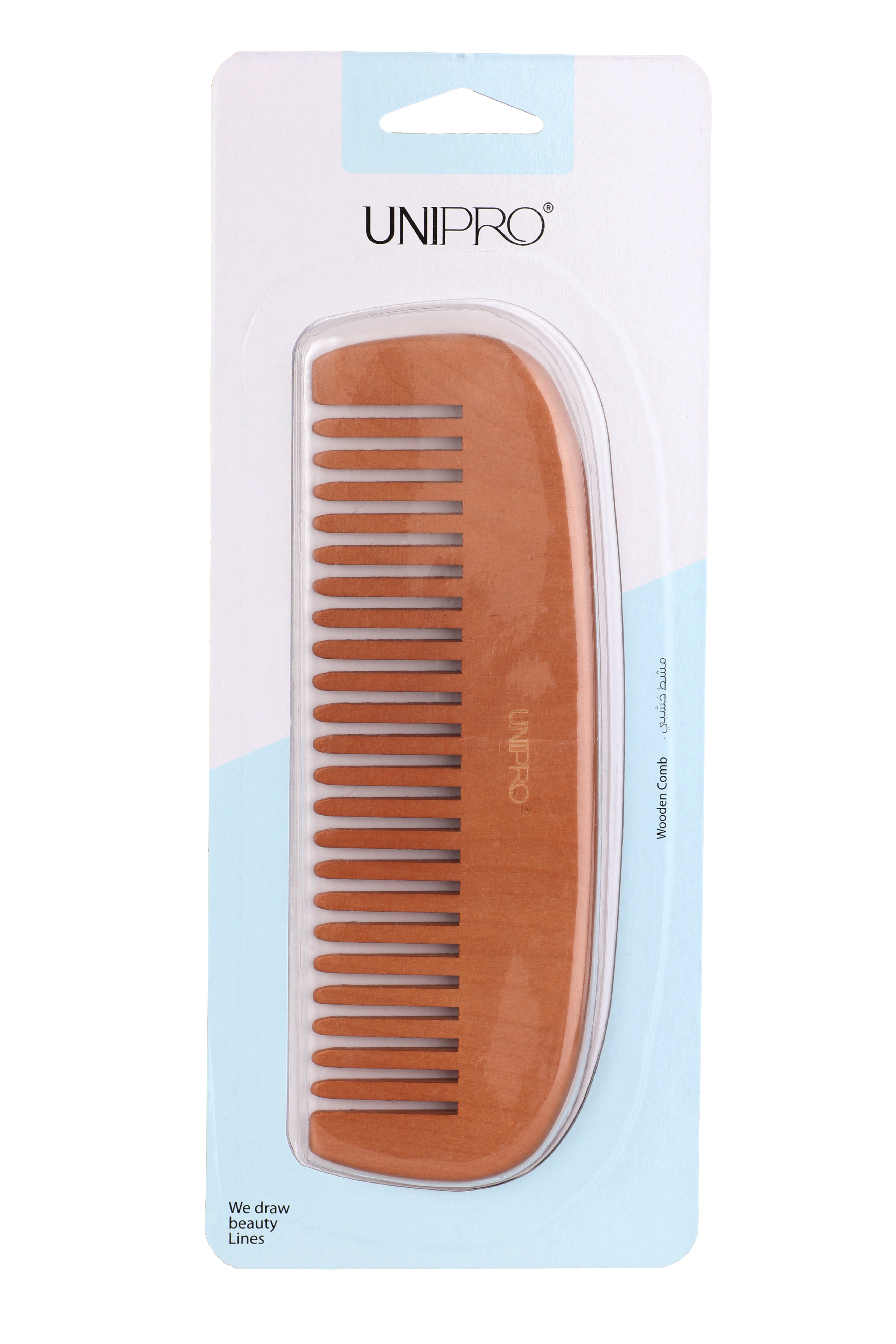 مشط خشبي لازالة تشابك الشعر وتدليك فروة الرأس أسنان متباعدة