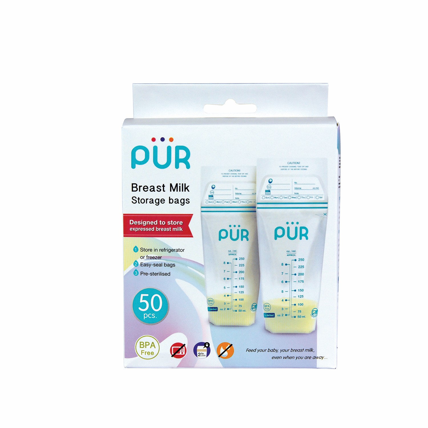 أكياس تخزين حليب الأم - 50 قطعة